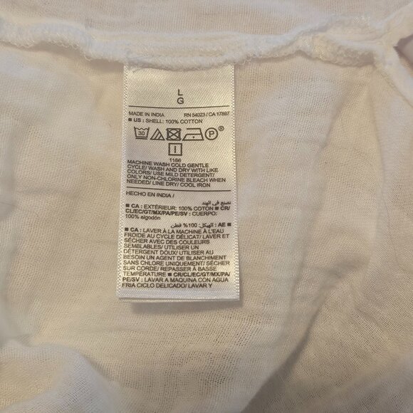 Crinkle Gauze Button-Down Boyfriend Shirt L - Picture 7 of 7